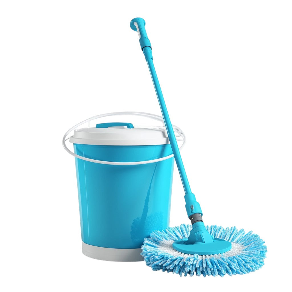Plvwc Spin Mop and Bucket - 360° Rotating Floor Cleaning System - Centrifugal Wringing Bucket - Extra Microfiber Refills for Wet & Dry Use