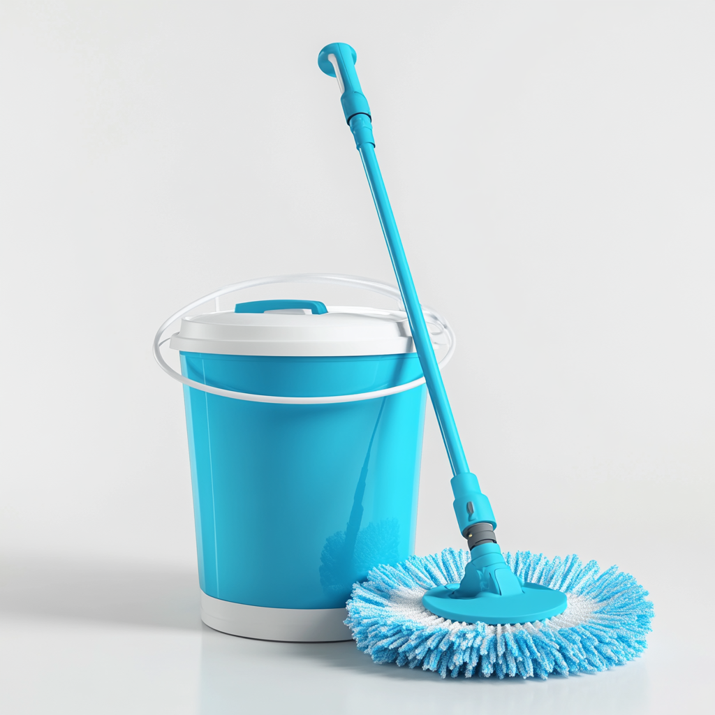 Plvwc Spin Mop and Bucket - 360° Rotating Floor Cleaning System - Centrifugal Wringing Bucket - Extra Microfiber Refills for Wet & Dry Use