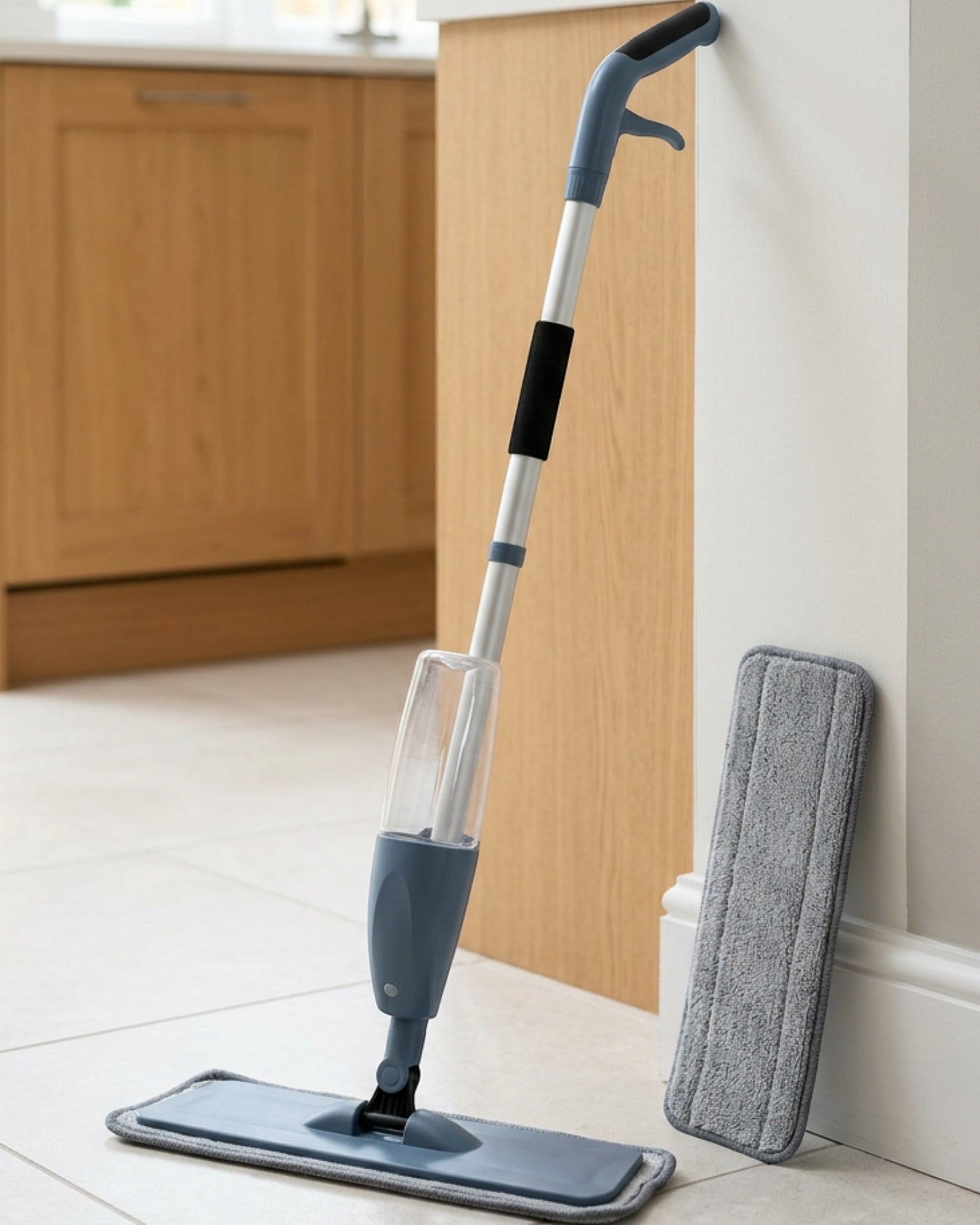 Plvwc Flat Spray Mop with 600 ml Bottle and Two Pads Slate Blue - Lifestyle view