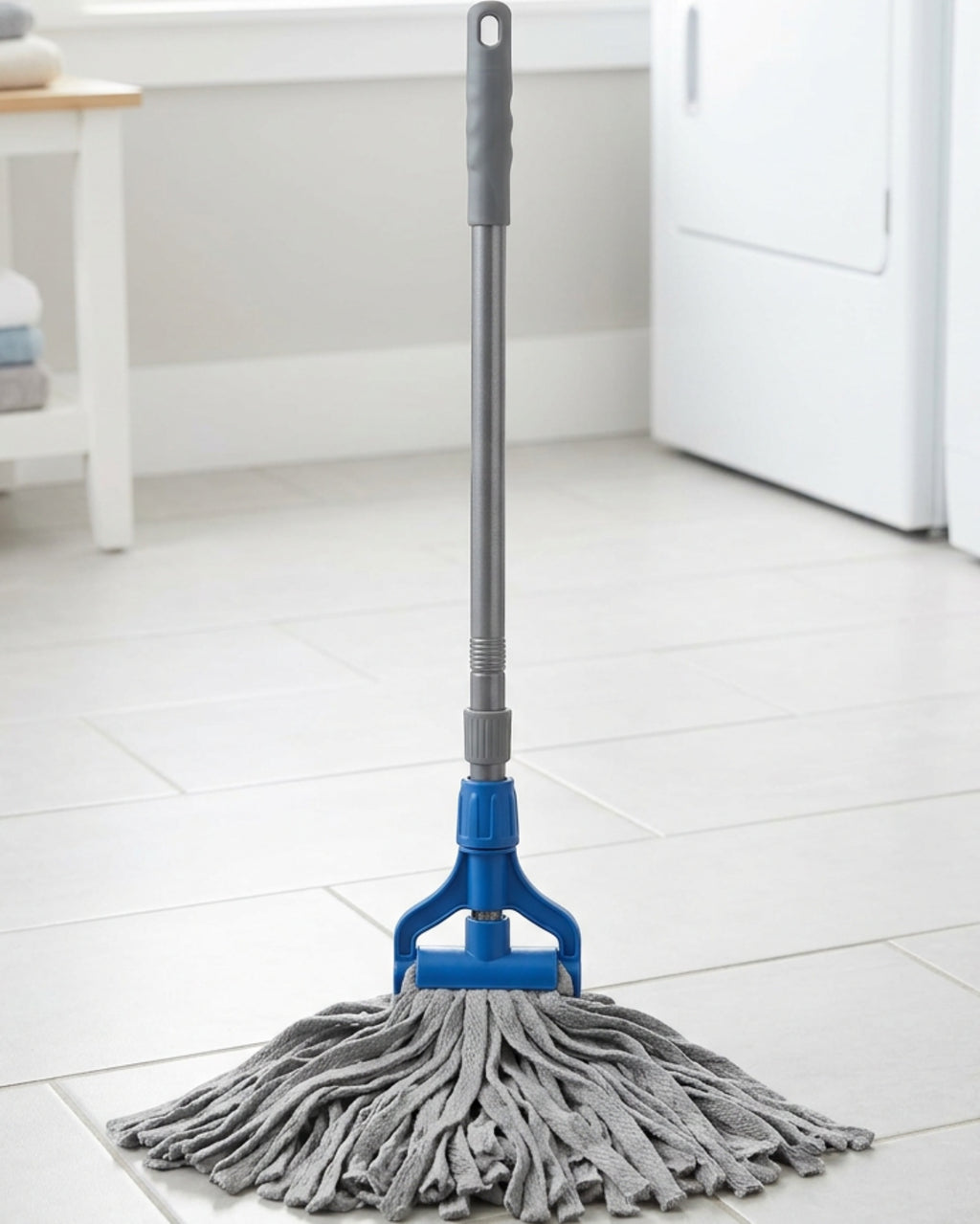 Plvwc Self-Wringing Cotton Strip Mop with Ratchet Collar Gray - Lifestyle view